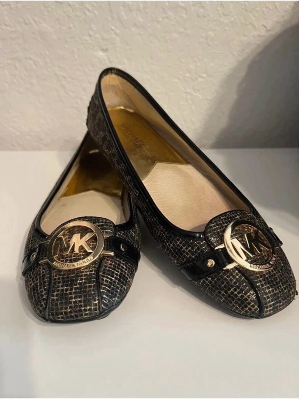 Michael Kors Leopard- Logo Round-Toe Ballet Flats
